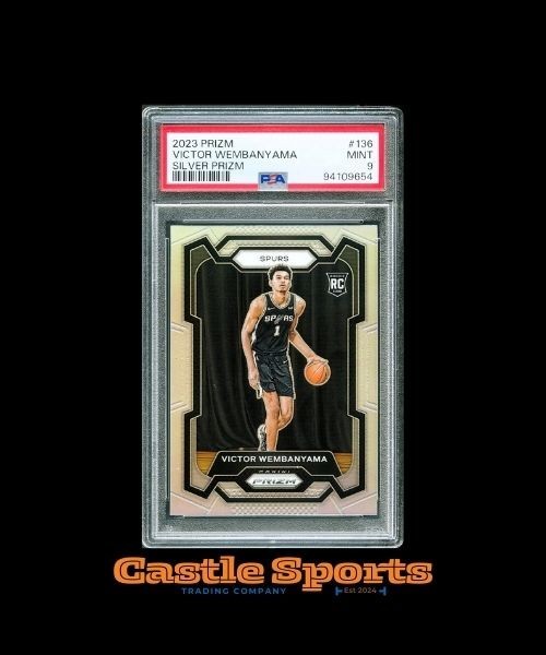 2023 Panini Prizm #136 Victor Wembanyama Silver Prizm Rookie RC PSA 9 Mint Spurs