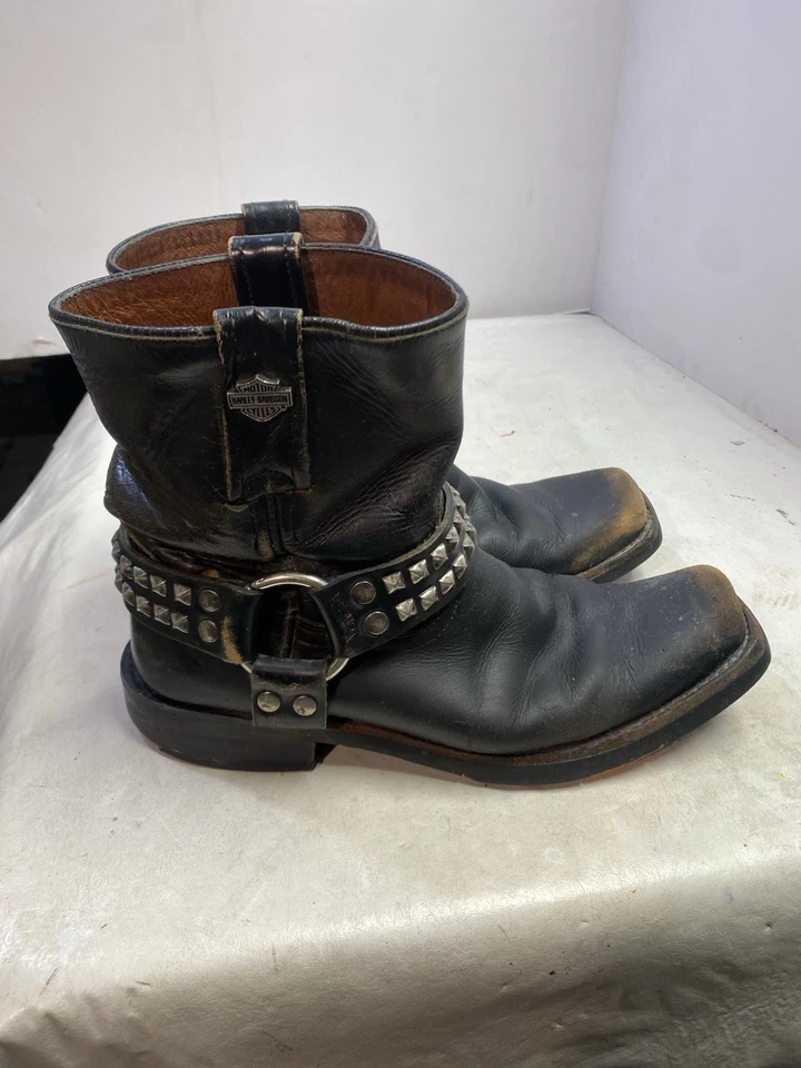 Harley-Davidson Katerina Black Distressed Leather Boots 8.5 Womens D83695 423611 - Image 4 of 4