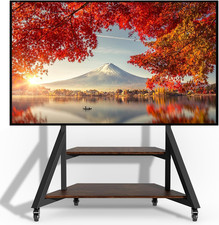 Mobile TV Floor Stand with Wheels Shelves for 65 to 100 Inch Large LCD/LED Flat