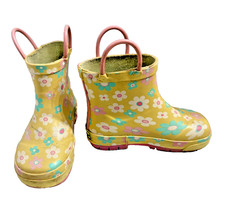 Western Chief Girls Yellow Flower Power shorty rain boot toddler size 10