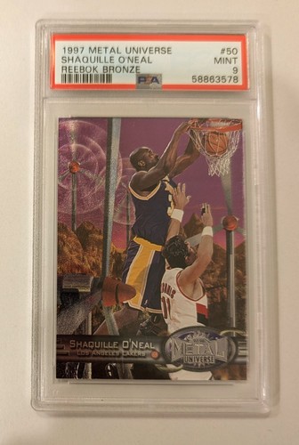 1997-98 Skybox Metal Universe Shaquille O'Neal #50 REEBOK Bronze SP Lakers PSA 9