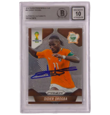 Didier Drogba Signed 2014 Panini Prizm World Cup #60 – PSA 10