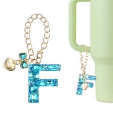 Letter Charm for Stanley Tumbler Cup, Bow Heart Initial F Letter Charm, Blue