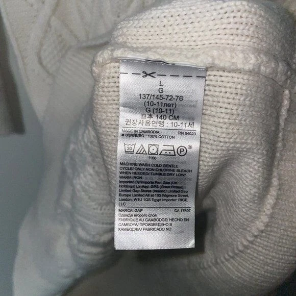 Vestido suéter Gap Kids L malha cabo off-white manga longa 100% algodão - Imagem 3 de 4