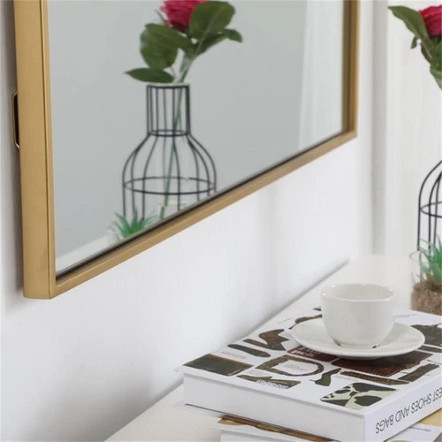 Elegant Decor Eternity 36" x 30" Contemporary Metal Frame Mirror in Brass - Picture 11 of 12