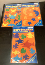 Lot Of 3 Soft Stickers 3D Fish Butterflies Stars Moon Stick  Remove Kids Crafts