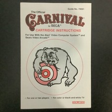 Carnival Atari 2600 Instruction Manual Only