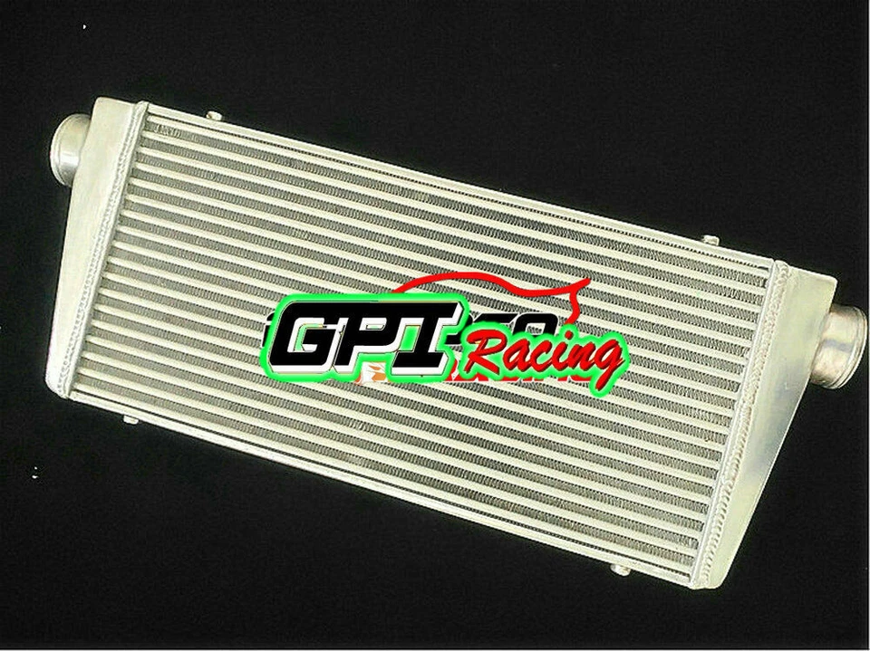 Intercooler de aluminio universal 31"x12"x3" + tubería de aluminio de 3" + kit de manguera NEGRA Foto 3 de 4