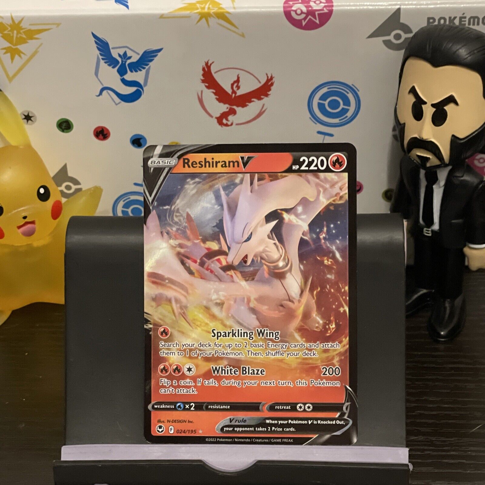  Reshiram V 24/195- Silver Tempest - Pokemon Ultra Rare Card -  Holo Foil : Toys & Games