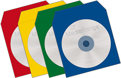 500 MediaRange Papiertaschen bunt mit Lasche + Sichtfenster color Papier Hüllen