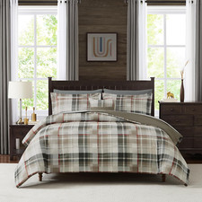 Queen Comforter Set, Plaid Design Comforter Set 7 Pieces, All Season Comfortable