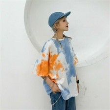 Damen Mode Batik T-Shirt Bluse Oberteil Kurzärmlig Punk Locker Lässig, die Neue