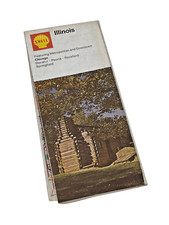 Shell Illinois State Map Travel Map Tourism Road Map Vintage 1971-18" x 26.5"