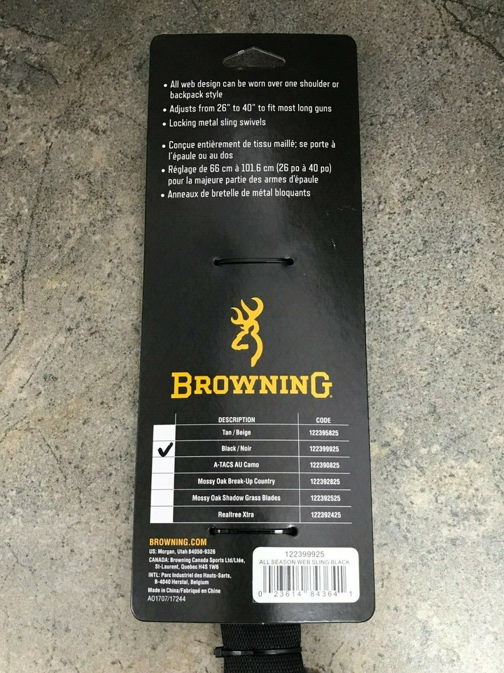 Browning All Season Web Sling: Tracolla O Zaino? 2 In 1 Regolabile, Largo 3,8 Cm