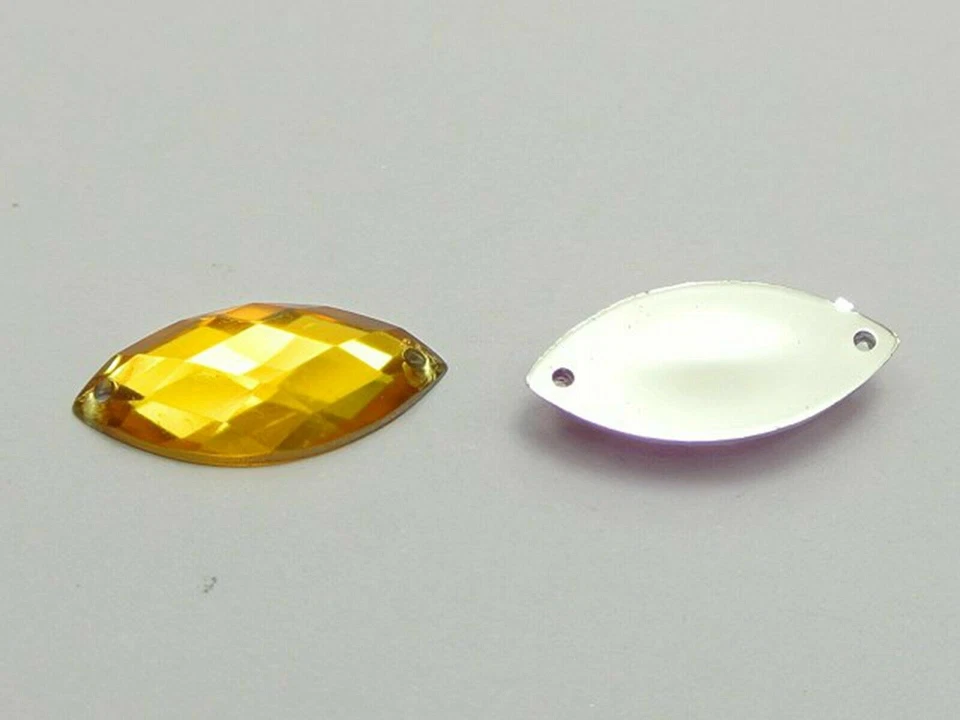 100 botones de estrás de acrílico con respaldo plano para coser ojos de caballo 9X20 mm coser cuentas Foto 4 de 4