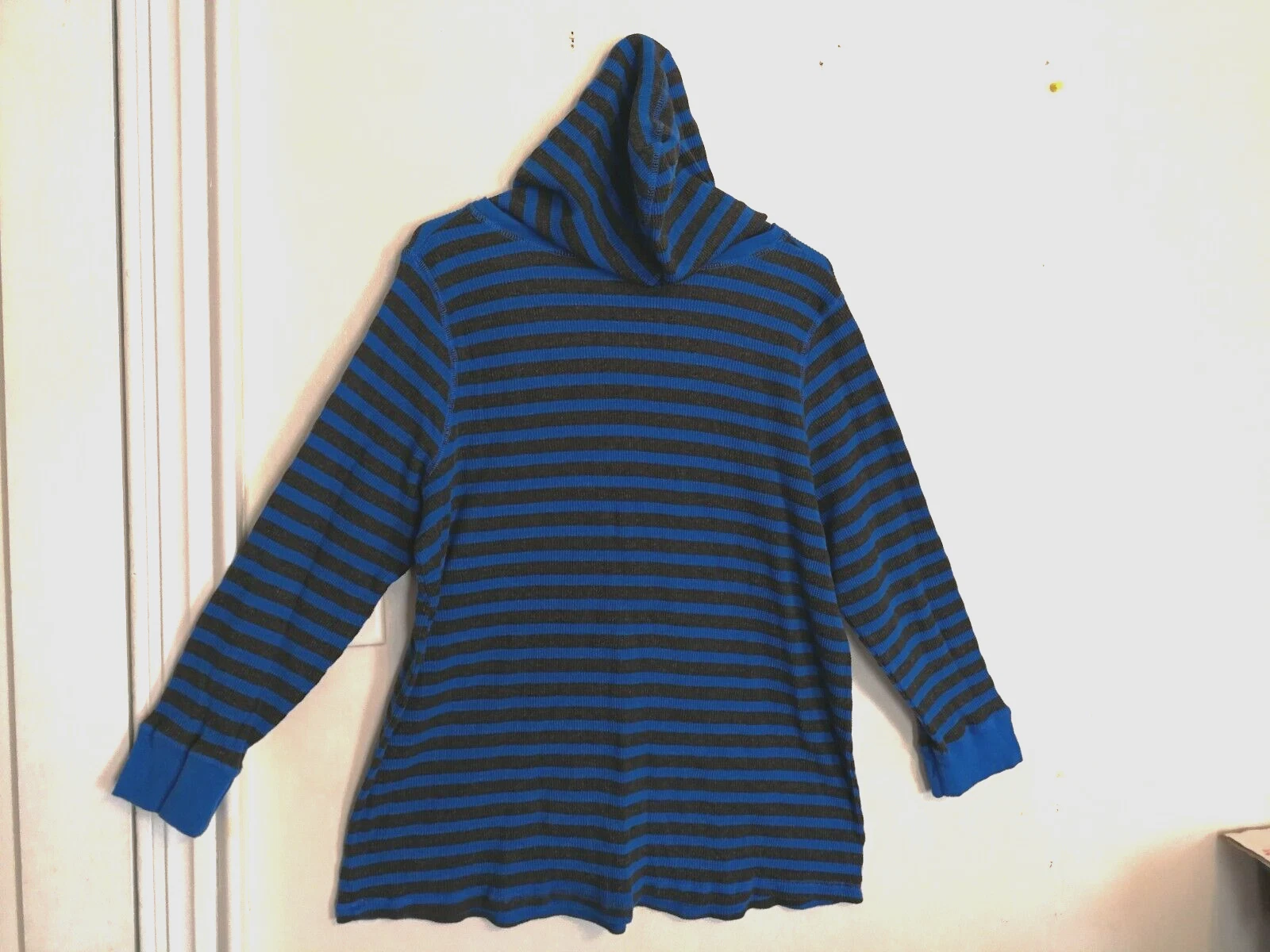 VETEMENTS Felpa donna dentro con cappuccio 1X più 22 24 blu grigio maglione pullover a righe manica lunga