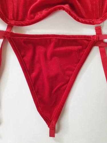 Shirley of Hollywood Plus Size 38 Strapless Red Velvet Bustier Basque Corset - Picture 4 of 18