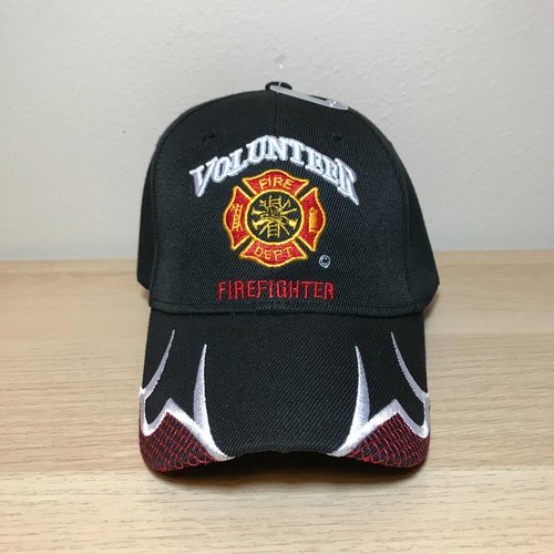 Volunteer Firefighter Cap Hat Black 