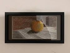 Apple Orange OIL Painting Still Life Realism Pastel Signed M.Kravt Matt FRMD Art