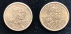 2000 P, 2000 D Sacagawea One Dollar US Liberty Gold Color coins