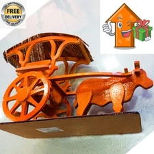 WOODEN HANDICRAFT BULLOCK CART SHOWPIECE HOME DECOR / TABLE DECOR ART DECO NEW