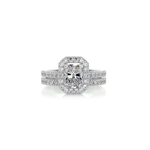 Fede Nuziale In Oro Bianco 14kt 2,5 Mm Con Zirconia Cubica | Anello Intrecciato Con 24 Pietre | THELANDA