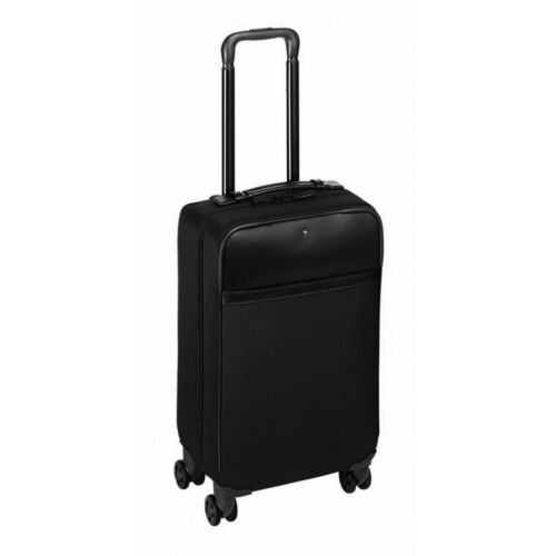 MONTBLANC Nightflight 4-Wheel Leather Trim Trolley Case Spinner Carry On 118628