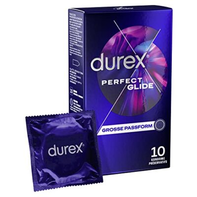 Durex Perfect Glide Kondome - Extra feucht - Ideal für den Analsex - 1x 10 Stück