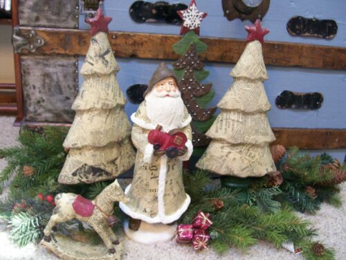 Neu im Karton 12 Zoll alte Welt Zeitungspapier Mache' SANTA Spielzeug Zug WEIHNACHTEN Figur Dekor - Bild 3 von 12