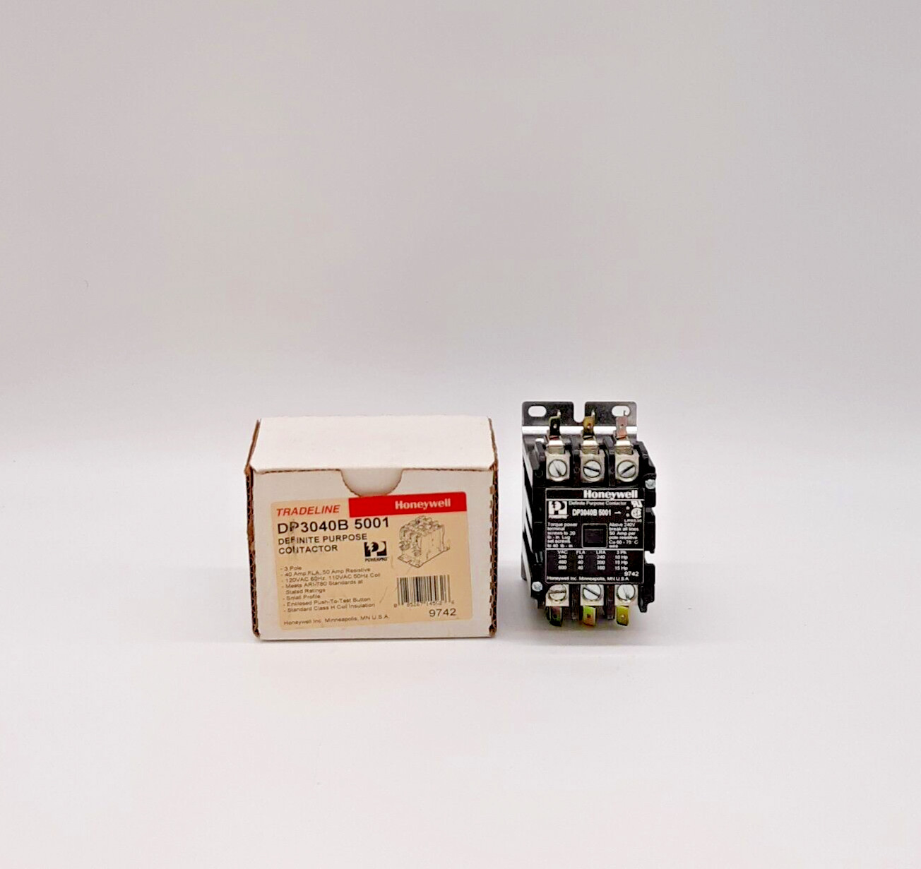 Honeywell DP3040B 5001 Contactor - 120/110VAC 60/50Hz Coil