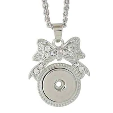 Snap Jewelry Necklace Rhinestone Gift Bow Fits 18-20mm Ginger Charms NEW
