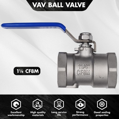 1-Piece 11/4 " Ball Valve,316 Stainless Steel,1000 WOG Water 2PACK,standard port - Picture 3 of 8