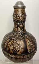 VTG Carafe Decanter Ceramic Pottery Man Face Beard German? Jug Pitcher ~9.5"Tall