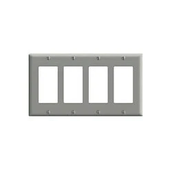 Leviton PJ264-W 4-gang Decora/GFCI Decora Wallplate, Midway Size, White