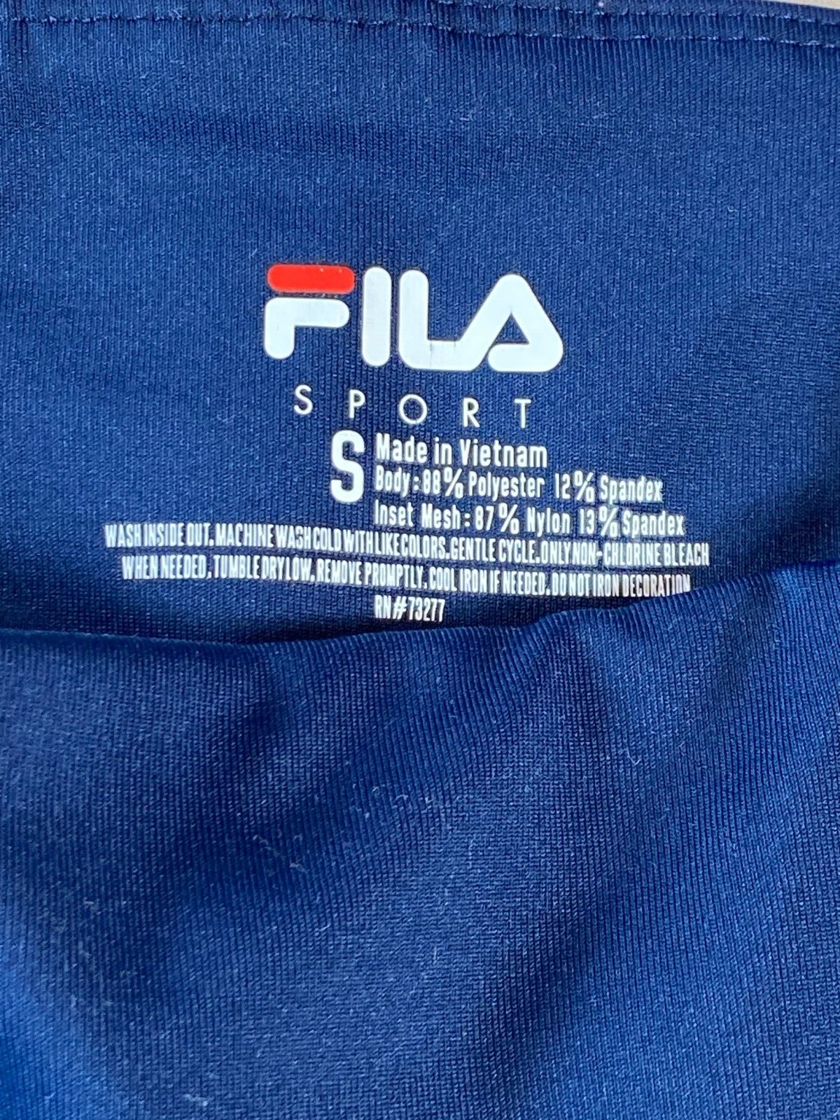 Leggings da donna blu Fila Sport taglia S neri trasparenti arricciati Capri piccola tasca