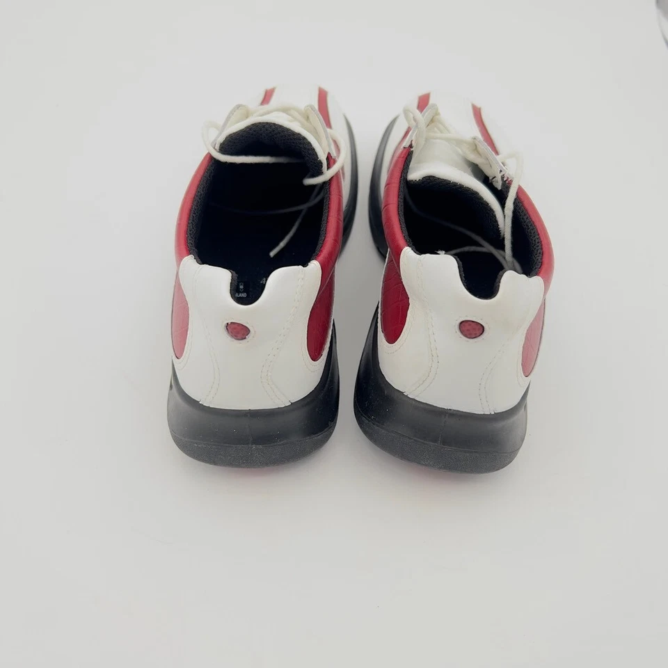 Zapatos de golf ECCO Receptor de cuero blanco con receptor de rayas rojas para mujer talla 42 11/11,5 Foto 3 de 4