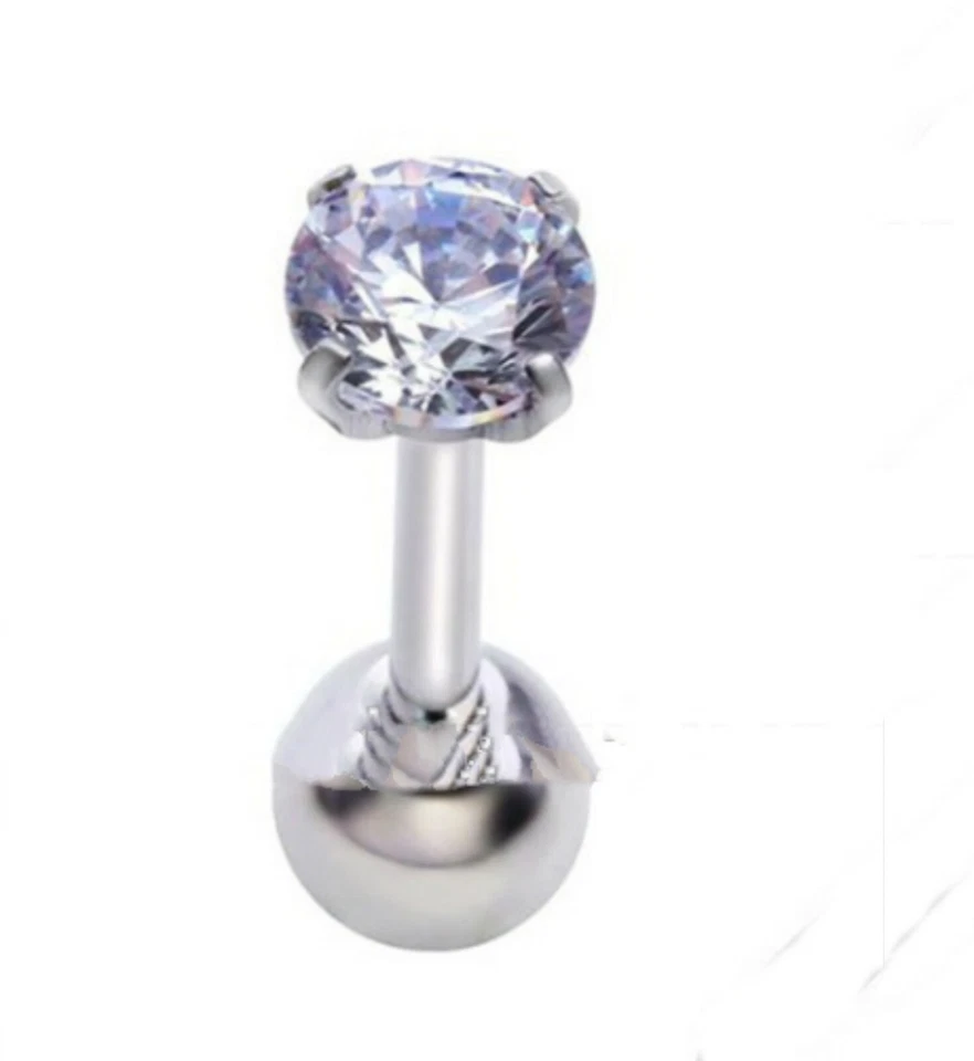 Piercing Brillantino Tondo in Acciaio Helix Trago Labbra Cartilagine - Immagine 2 di 4