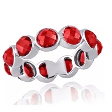 7.15 Ct Round Cut Ruby ChecKerboard Silver Eternity Band Ring