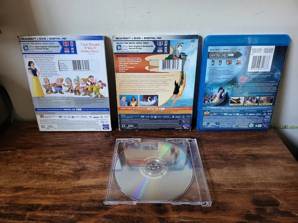 Disney Blu-ray Lot - Snow White, Pocahontas, Sleeping Beauty Bolt DVD Slipcase - Image 2 of 4