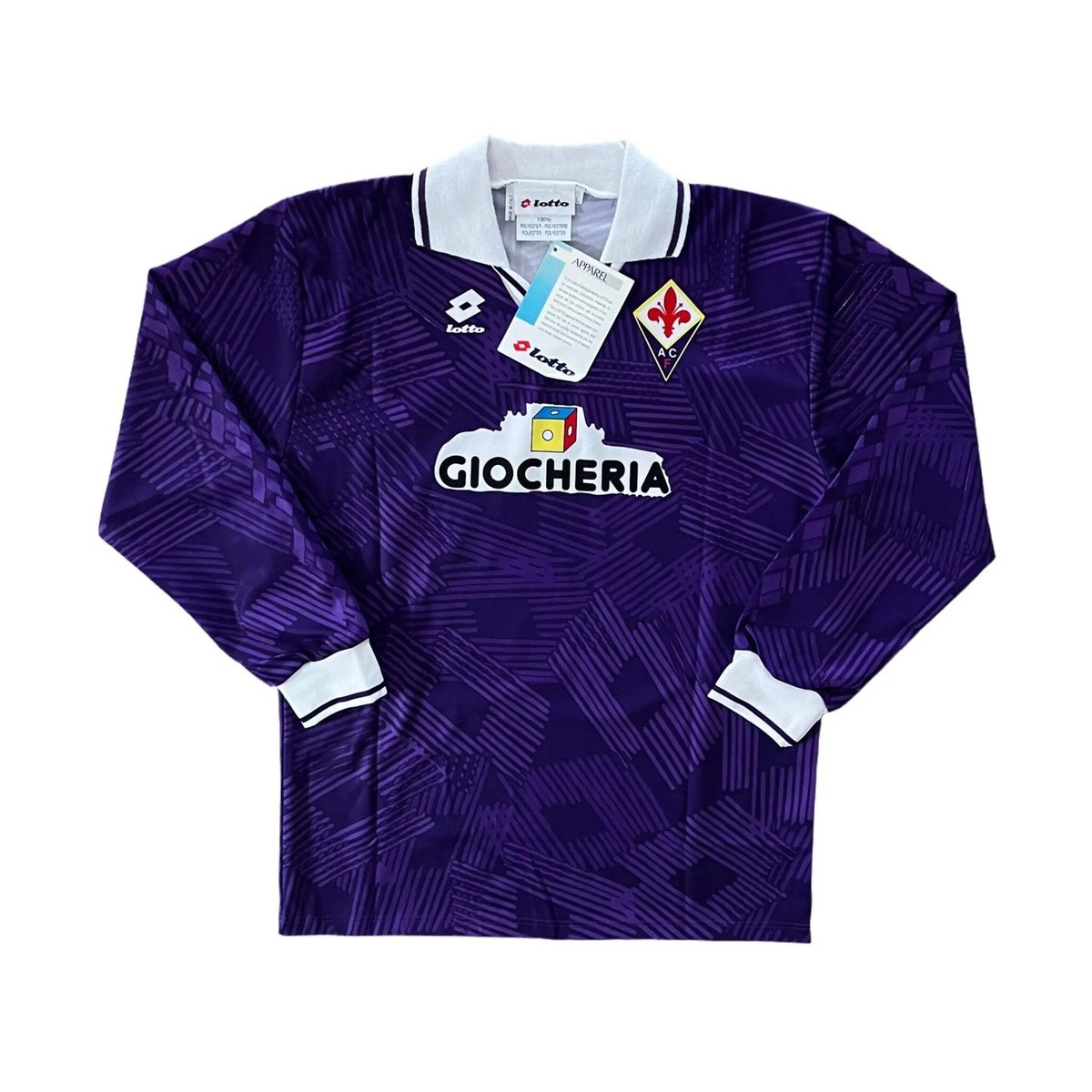 Fiorentina 1991-92 Home Soccer Jersey Long Sleeves #15 NWT