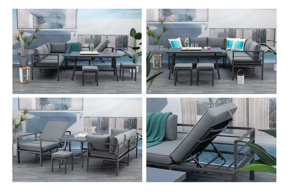 Eck Lounge Set Sitzgruppe Gartenmöbel Garnitur Gruppe Alu hoch stabil wetterfest - Bild 2 von 4