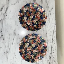 Stunning 7 1/2” Fabric Backed Glass Plates Set Of Two