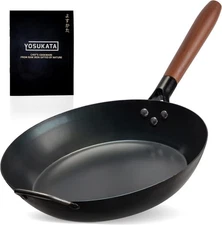 YOSUKATA 11.8" Carbon Steel Frying Pan – Non-Toxic 11.8 inches, Black 