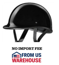 Gloss Black Polo Novelty Motorcycle Helmet Large Half Shell Cruiser Biker DOT