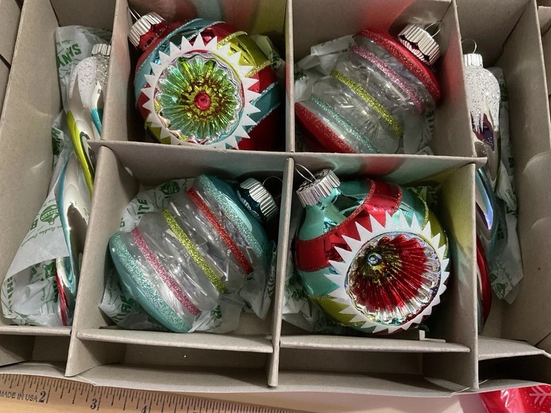 Shiny Brite Radko Blown Glass Christmas Ornaments Set Of 6 New In Box