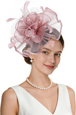 Sinamay Fascinator Hat Floral Feather Pillbox Derby Hats for Women Wedding Tea P