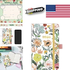 Pocket Planner 2026 Pink Weekly Monthly Calendar 6.3 x 3.8 Inches Compact Size