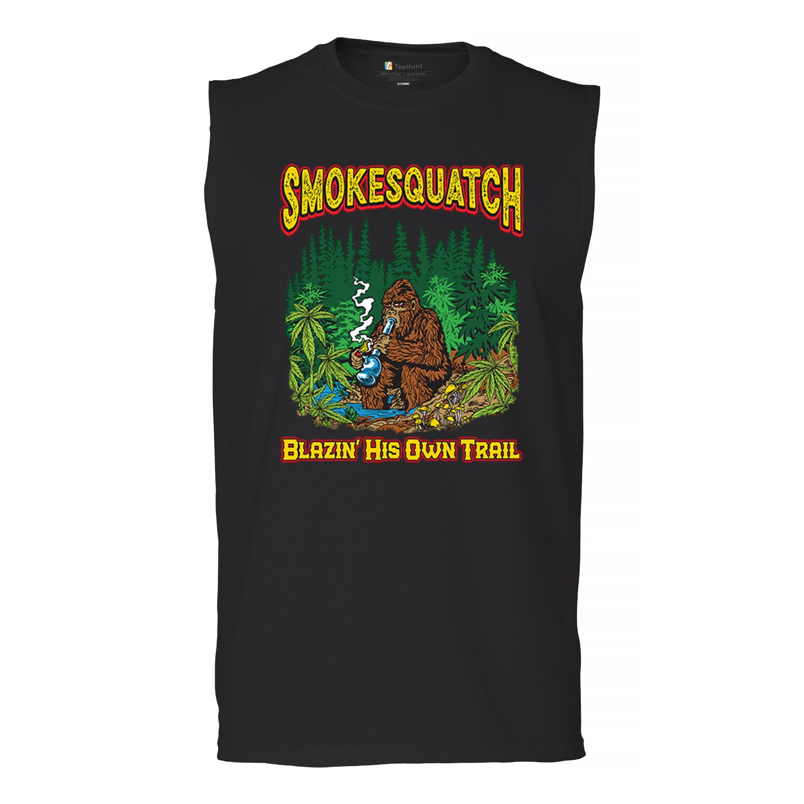 ALTRA Smokesquatch Bigfoot Weed Muscle Shirt Blazin Own Trail Bong Cannabis Uomo