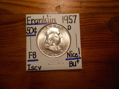 1957D silver Franklin Half Dollar GEM BU+ SWEET!!! PQ!!! FBL!!! COOOOOL!!!!
