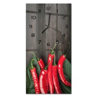 Dekorative Wanduhr Mit FließEnden Zeigern Chilischoten Schwarze Zeiger 30X60 Cm